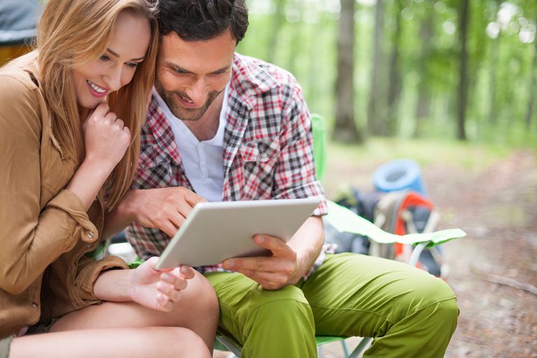 Anglezarke couple on ipad